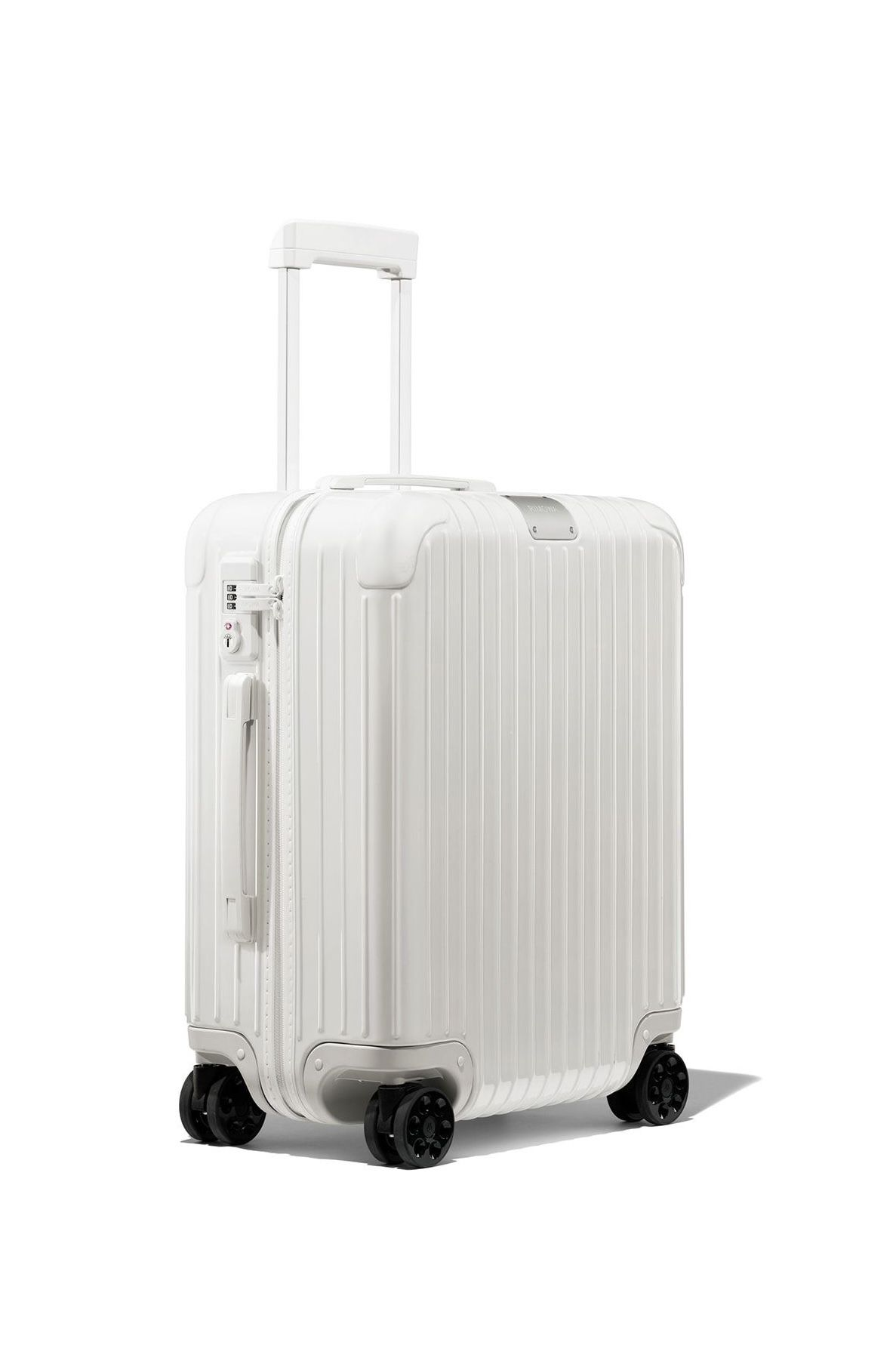 Premium Grooved Hardside Cabin Suitcase - Classic White