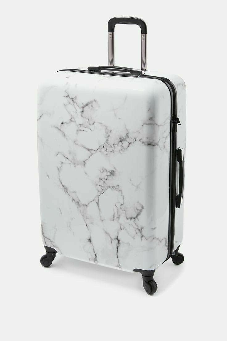 Elegant White Marble Hardside Spinner Suitcase