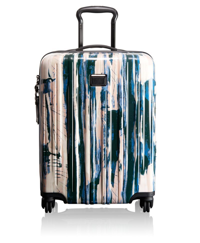 Premium Grooved Abstract Art Hardside Spinner Suitcase - Ocean Brushstroke