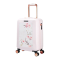 Elegant Blush Pink Floral Hardside Spinner Suitcase - Rose Gold Edition
